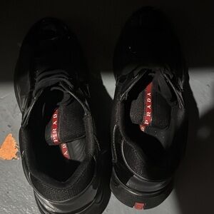 Prada Men's Black and Red Sneakers